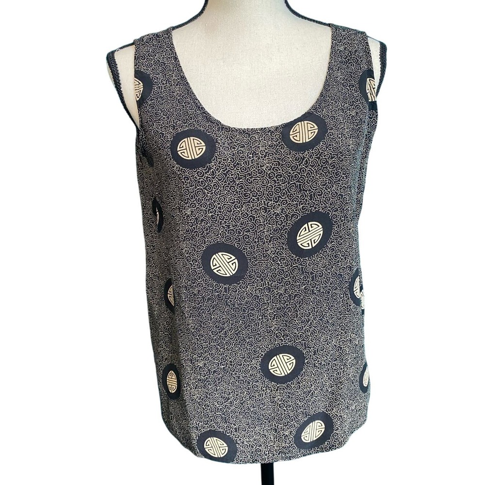 Italmode Collection 100% Silk Black & Gold Women's Tank Medium